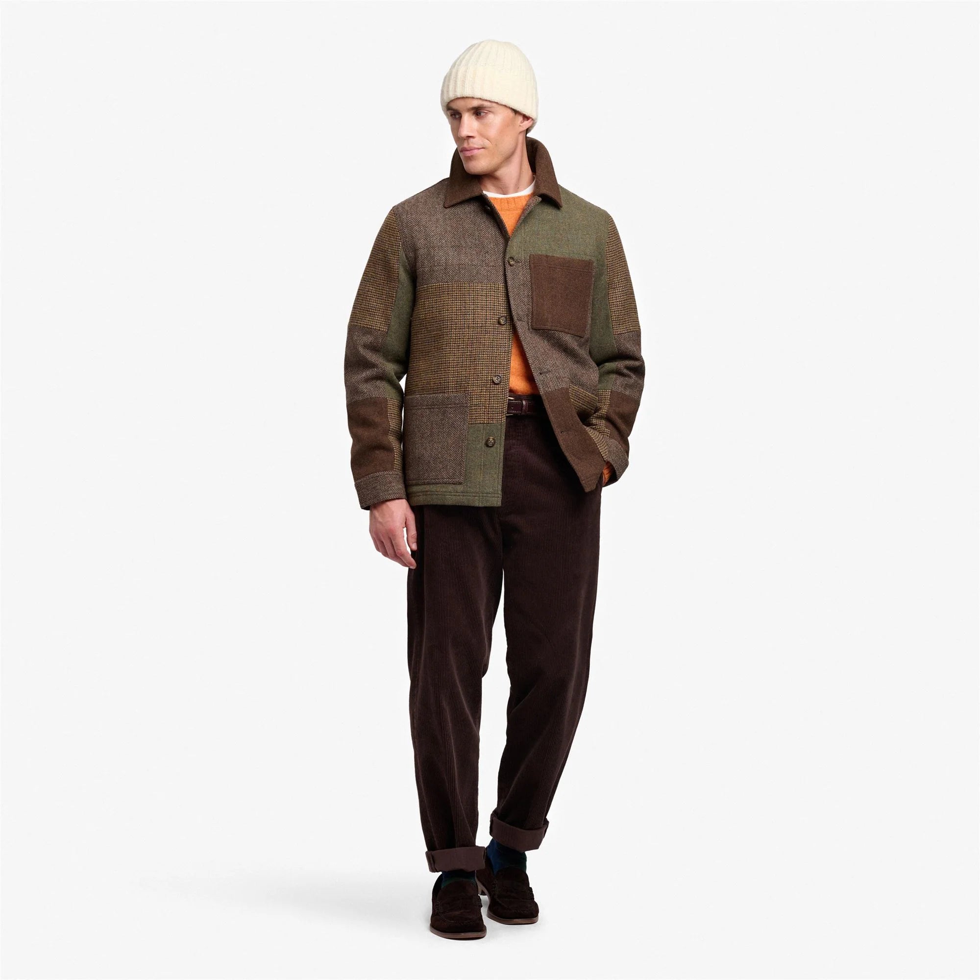 W6-DORR Giacca Patchwork Marrone Man