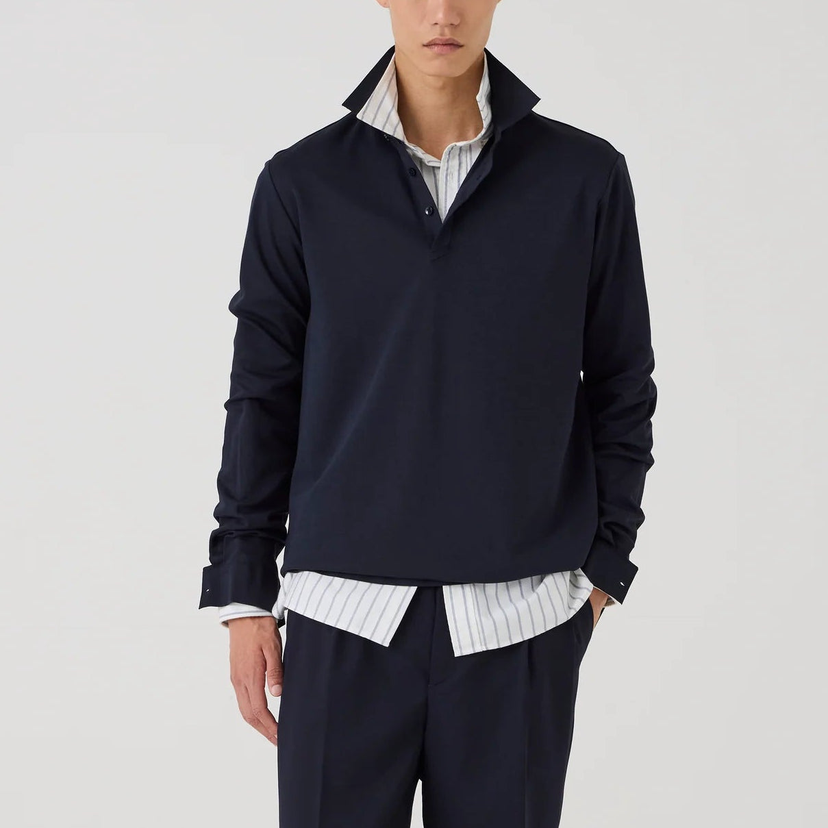 UW6-WEIRS LS Polo Navy Man