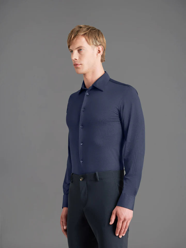 US4-253 Camicia Oxford Jacquard Blu Man