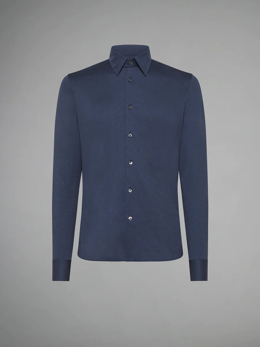 US4-253 Camicia Oxford Jacquard Blu Man