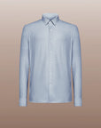 UW4-254/V90 Camicia Oxford Jacquard Open Bianco Righine Blu Man