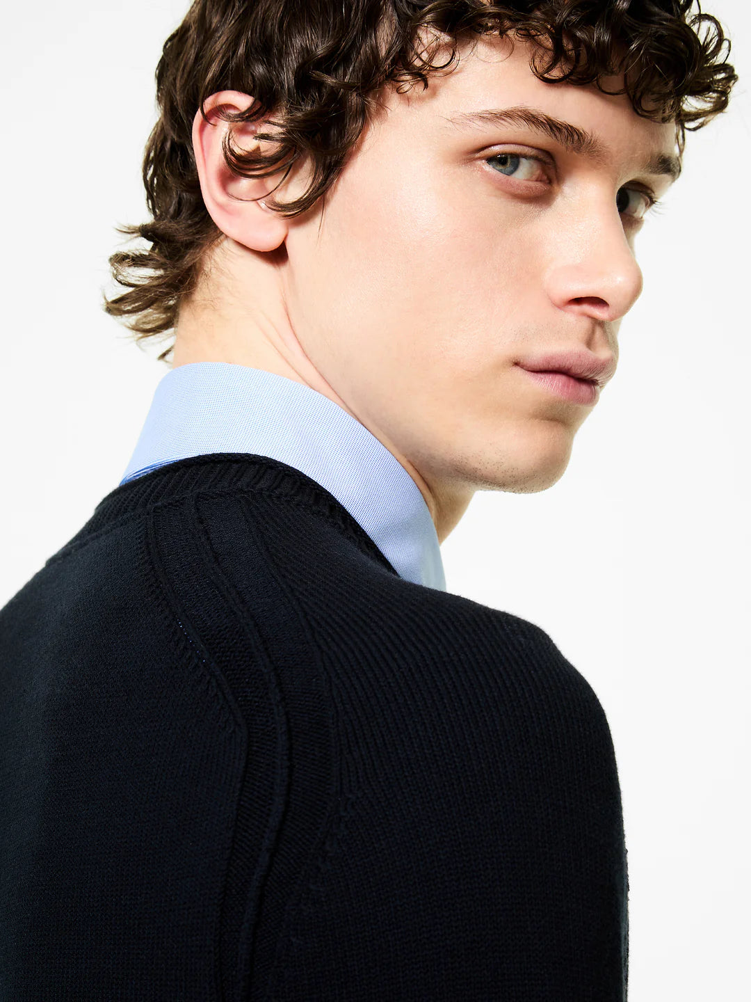 UW5-140 Maglia Cotton Plain Round Blue/Black Man