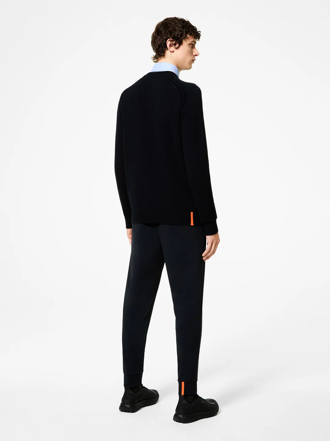 UW5-140 Maglia Cotton Plain Round Blue/Black Man