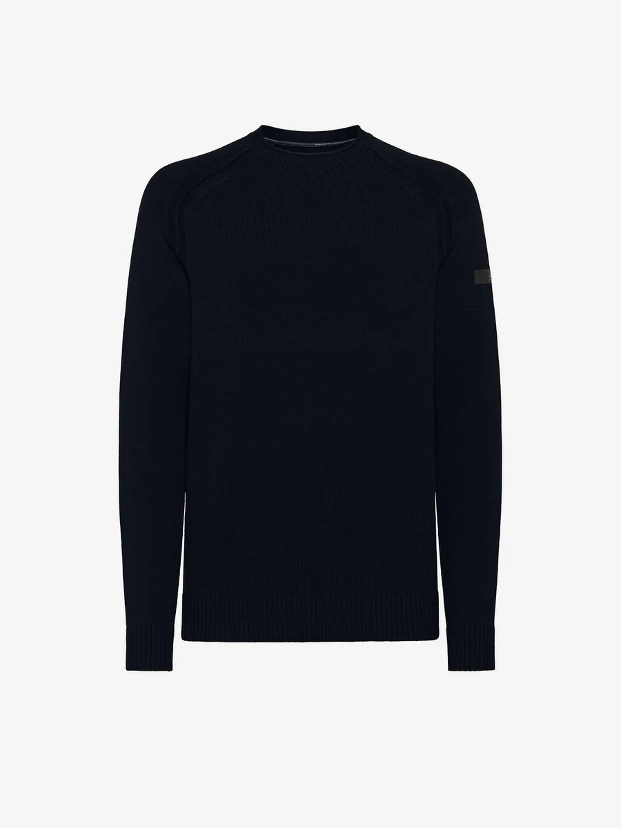 UW5-140 Maglia Cotton Plain Round Blue/Black Man