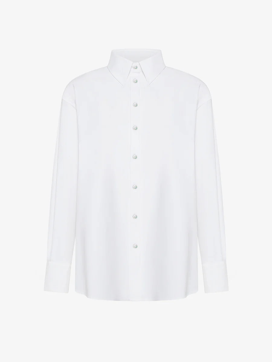 DW5-807 Oxford Jacquard Boyfriend Wom Shirt White