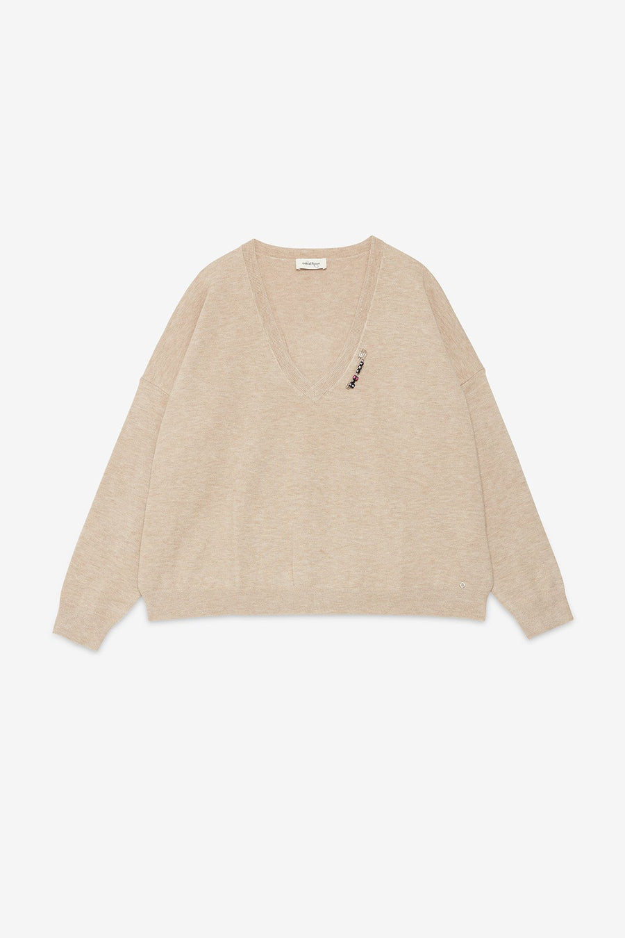 W5-DK9213 Maglia con Ricamo Ecru