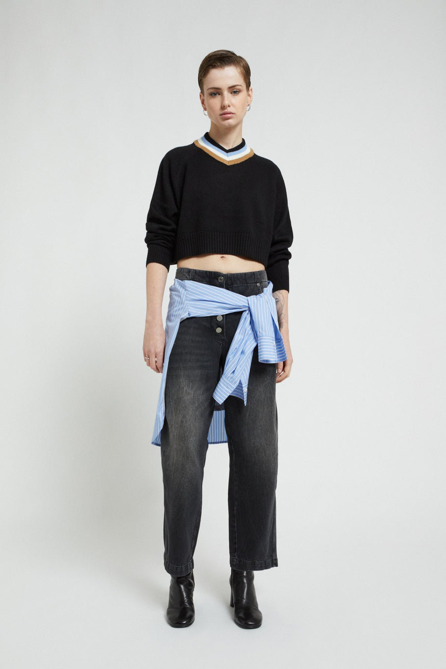 W5-DK9216 Maglia Cropped Nero