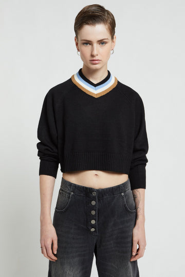 W5-DK9216 Maglia Cropped Nero