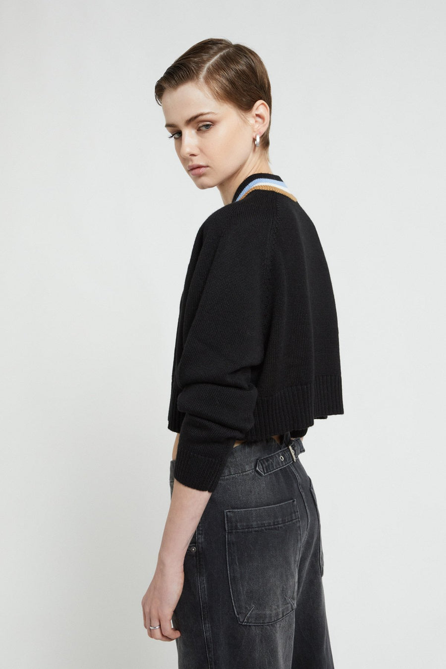 W5-DK9216 Maglia Cropped Nero