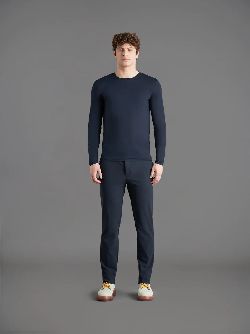 UW3-070 T-Shirt Oxford Manica Lunga Blue/Black Man