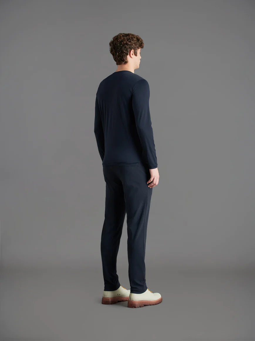 UW3-070 T-Shirt Oxford Manica Lunga Blue/Black Man