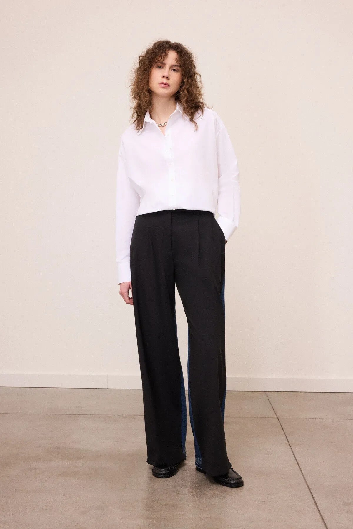 W6-DP0104 Pantalone Palazzo Bimateriale