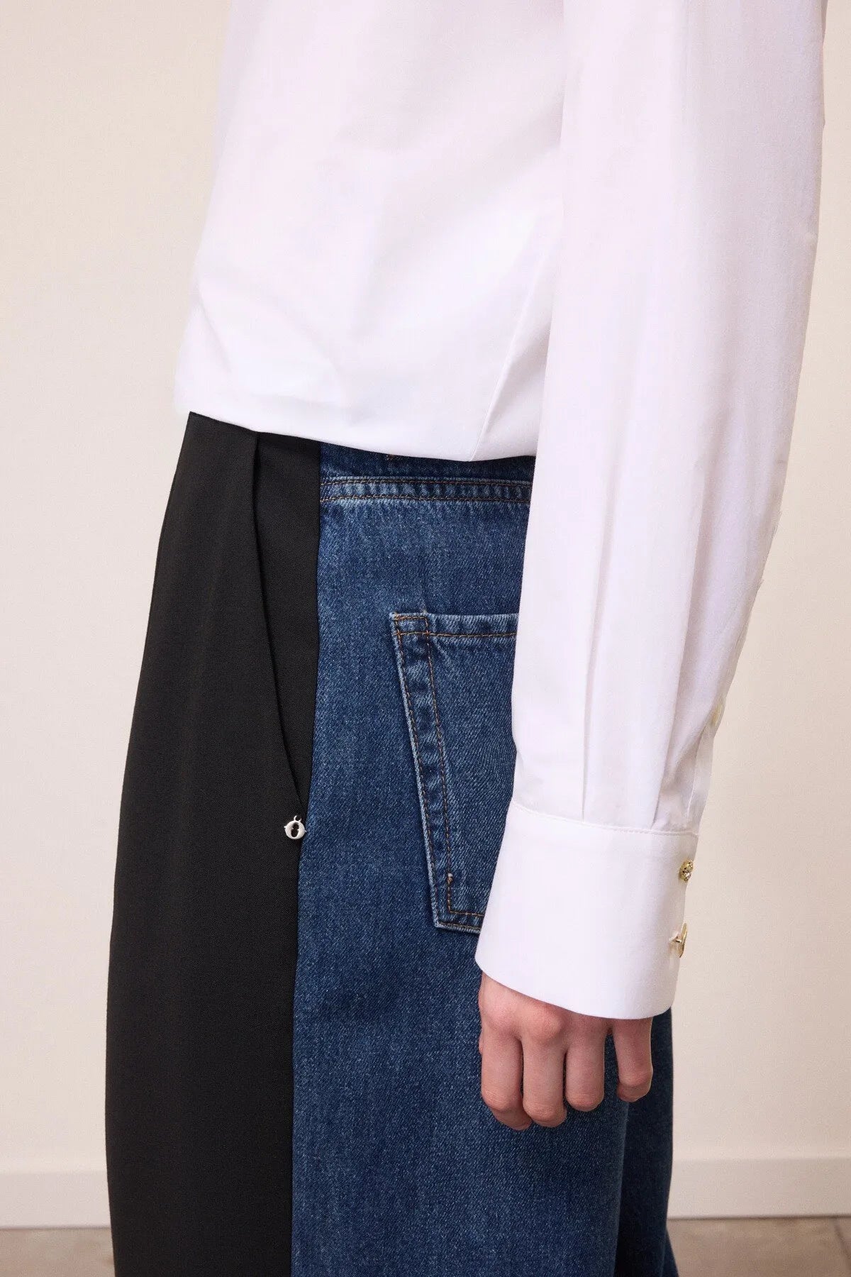 W6-DP0104 Pantalone Palazzo Bimateriale