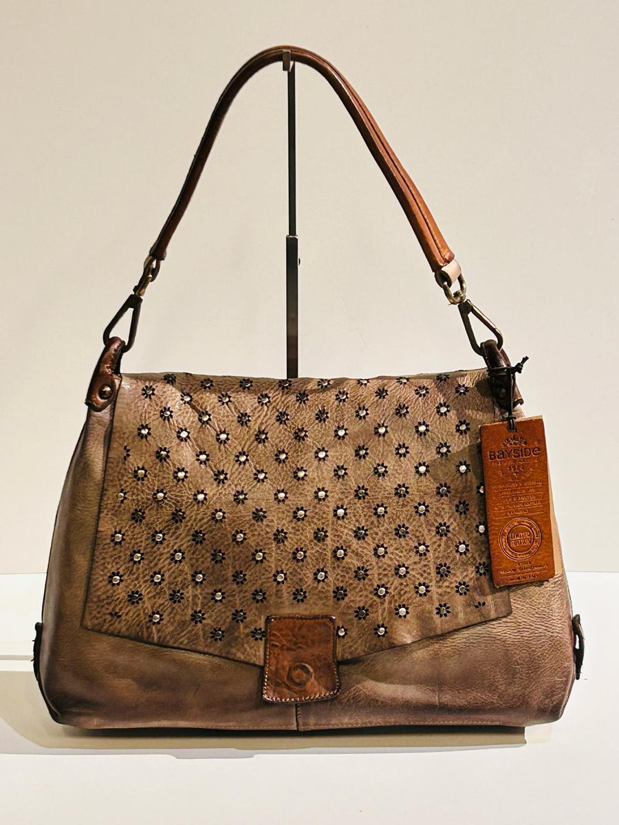 S4-579 Borsa Rock Vintage Borchie Taupe