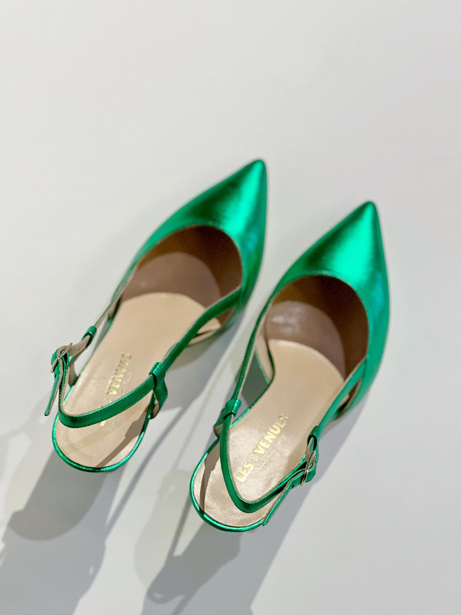 S3-8724 Décolleté Slingback Laminato Menta