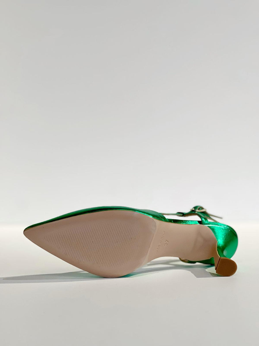 S3-8724 Décolleté Slingback Laminato Menta