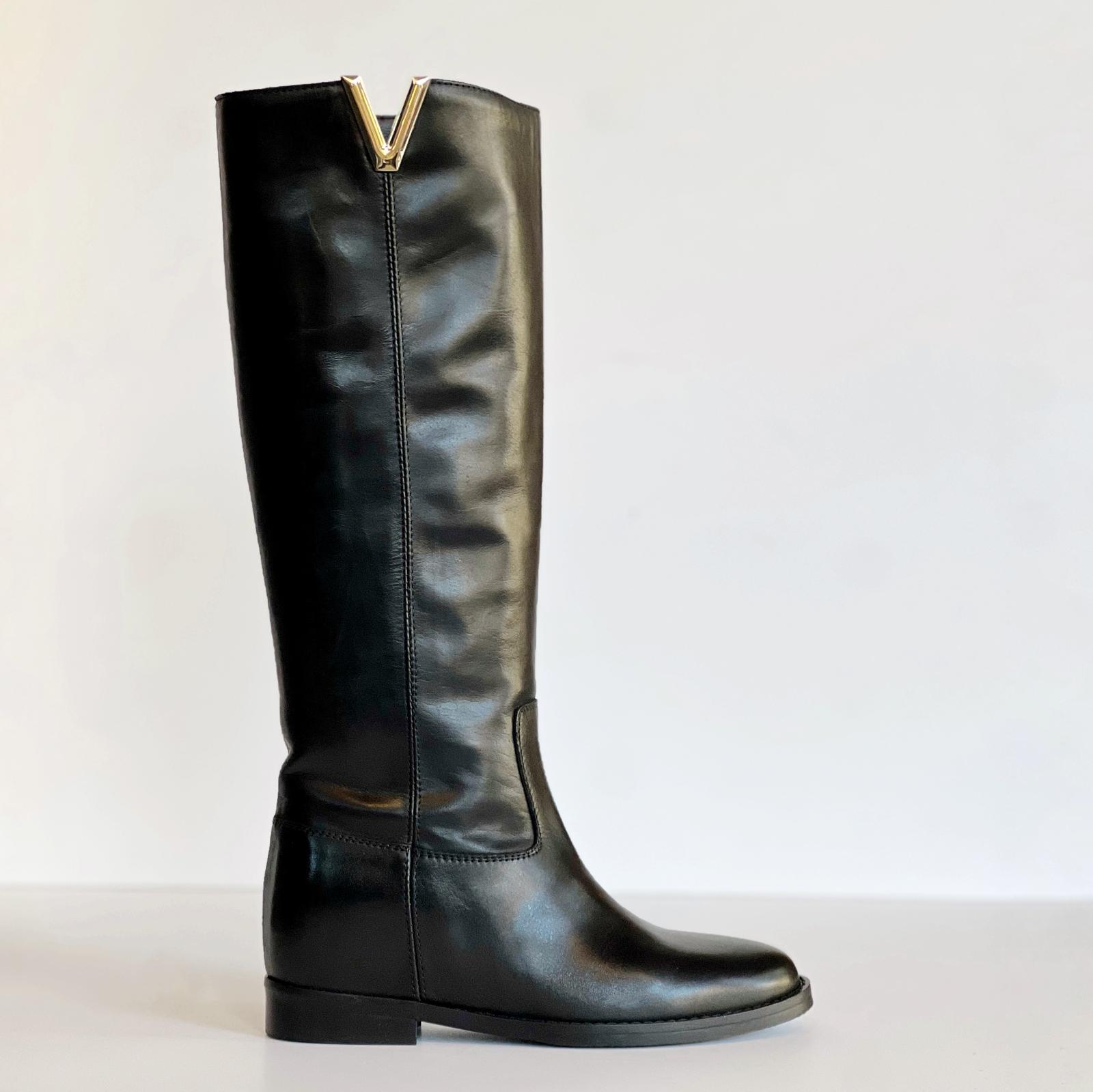 W5-T25 Stivale Zeppa Interna V Oro Nero