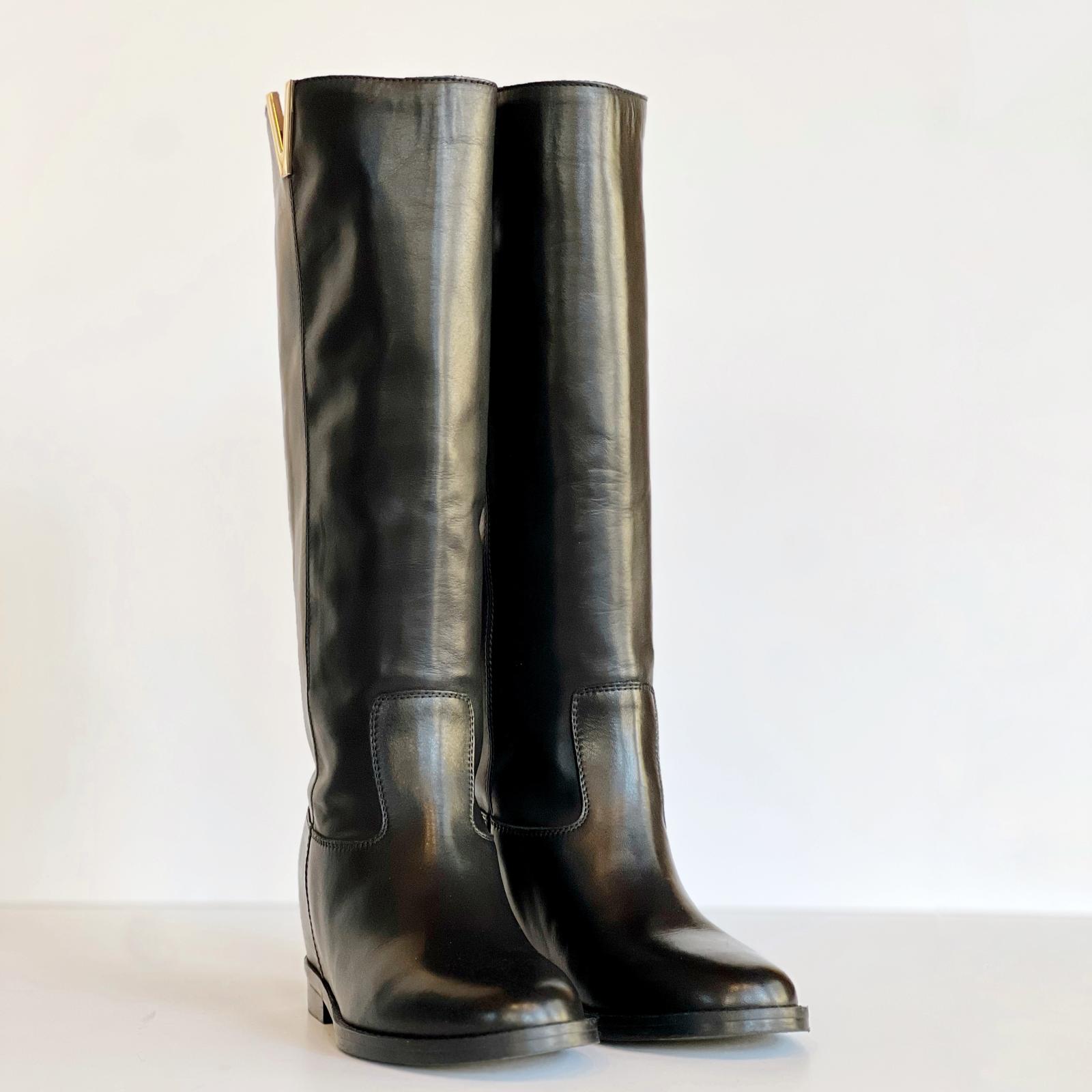 W5-T25 Stivale Zeppa Interna V Oro Nero