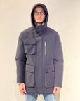 W4-4010 BLOCK Parka Tecnico Cappuccio Blu Man