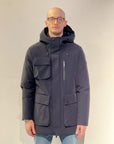 W4-4010 BLOCK Parka Tecnico Cappuccio Blu Man