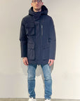 W4-4010 BLOCK Parka Tecnico Cappuccio Blu Man