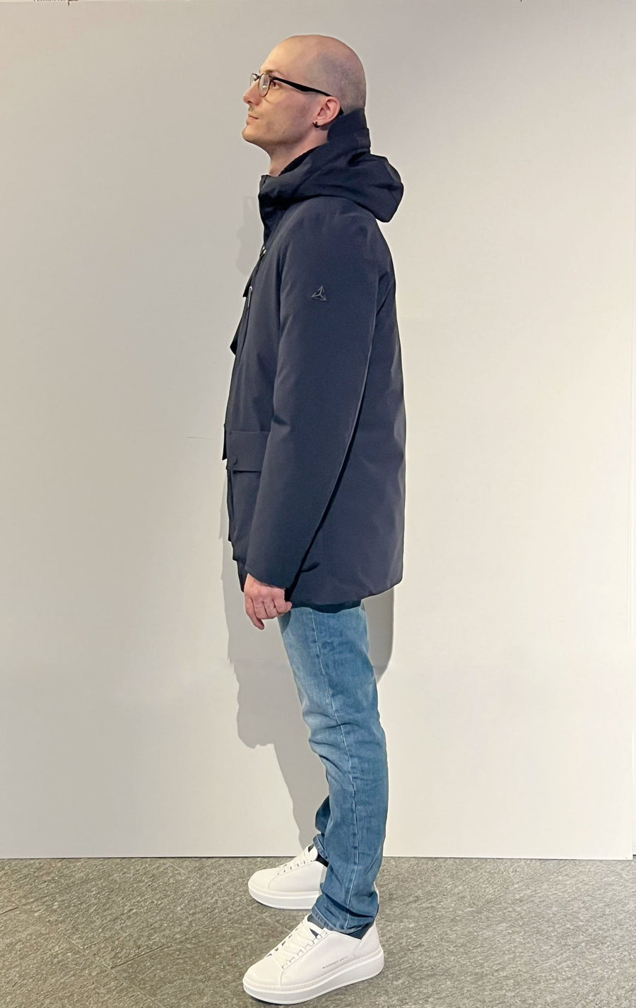 W4-4010 BLOCK Parka Tecnico Cappuccio Blu Man