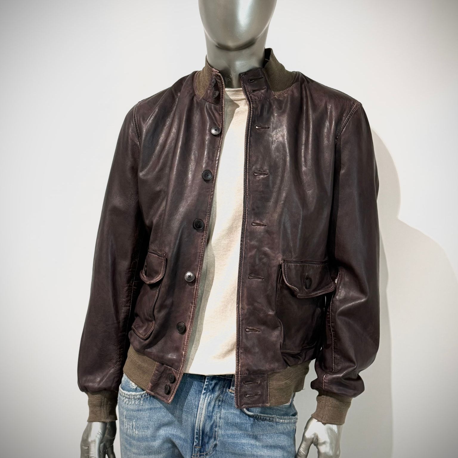 US6-MARCO POLO Giubbotto Pelle Dark Brown Man
