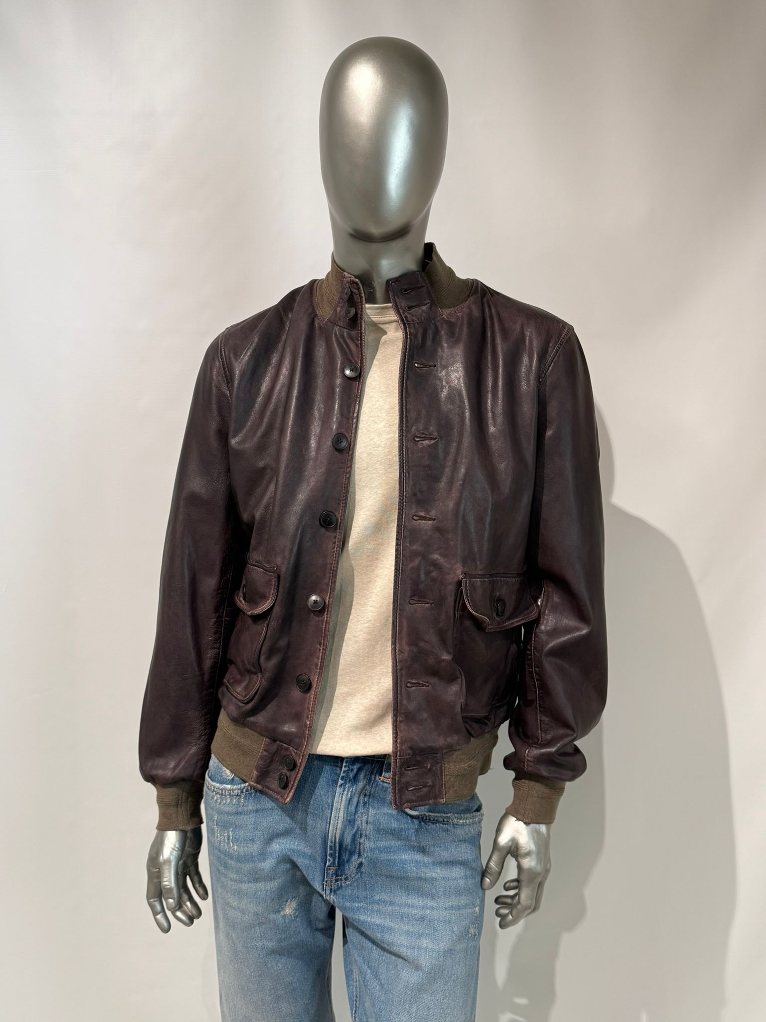 US6-MARCO POLO Giubbotto Pelle Dark Brown Man