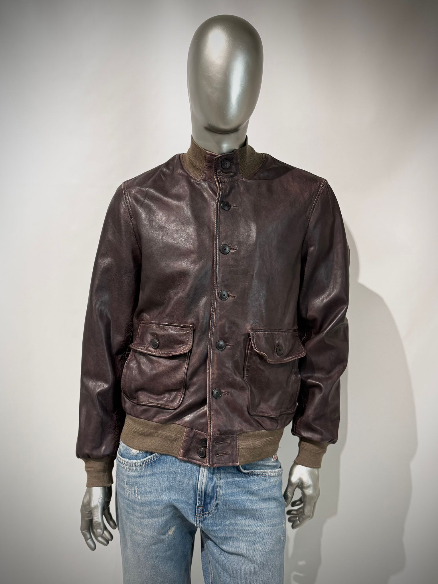 US6-MARCO POLO Giubbotto Pelle Dark Brown Man