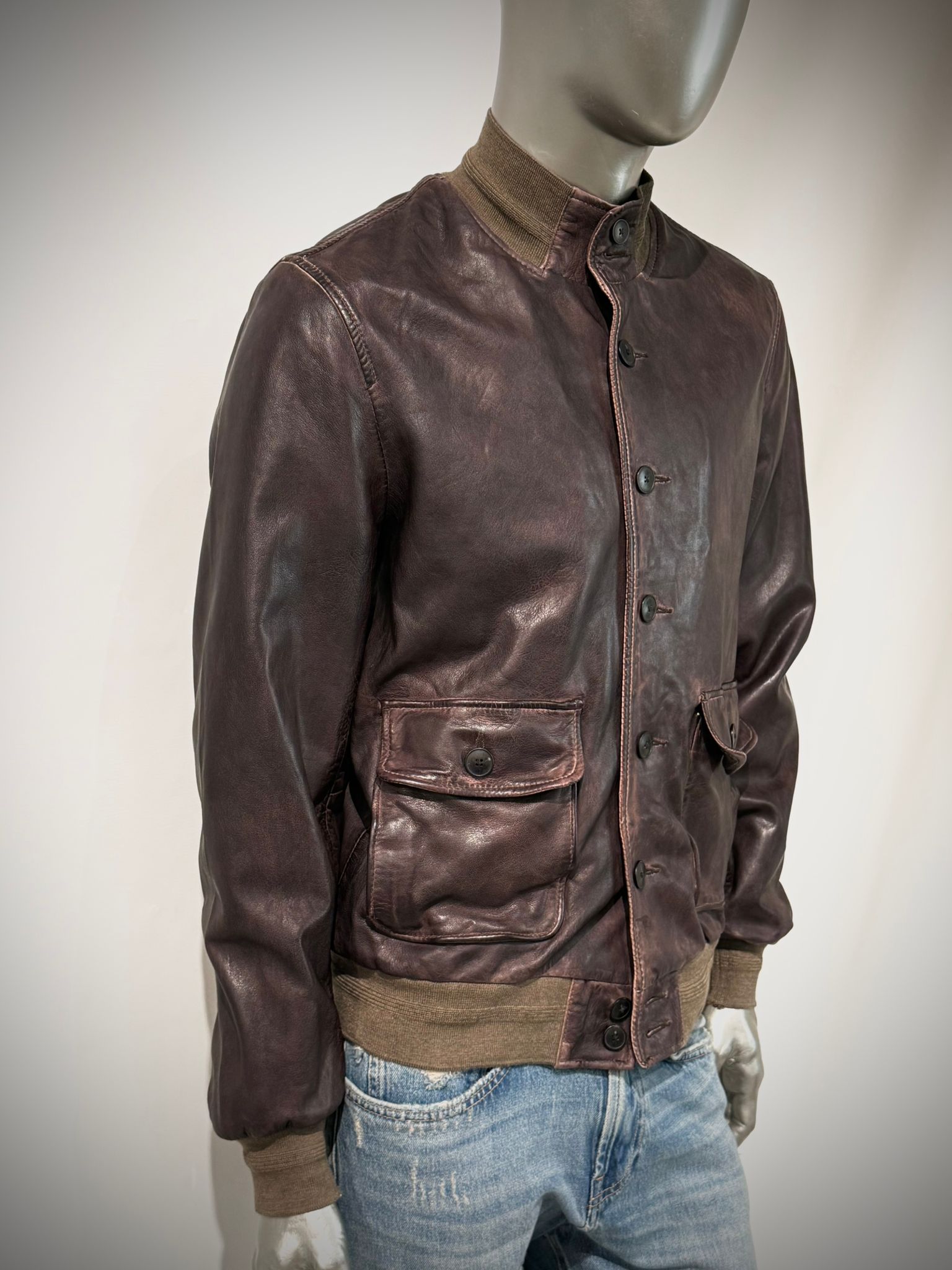 US6-MARCO POLO Giubbotto Pelle Dark Brown Man