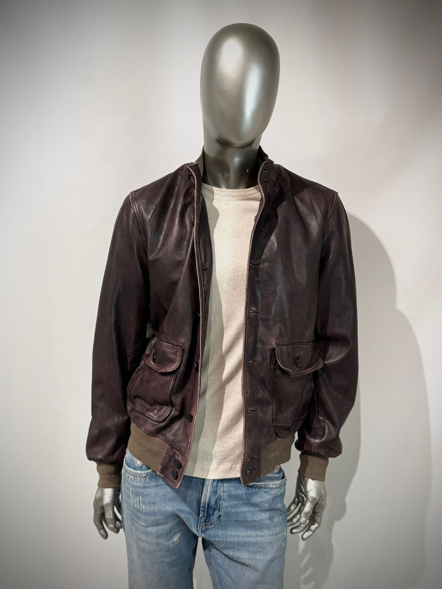 US6-MARCO POLO Giubbotto Pelle Dark Brown Man