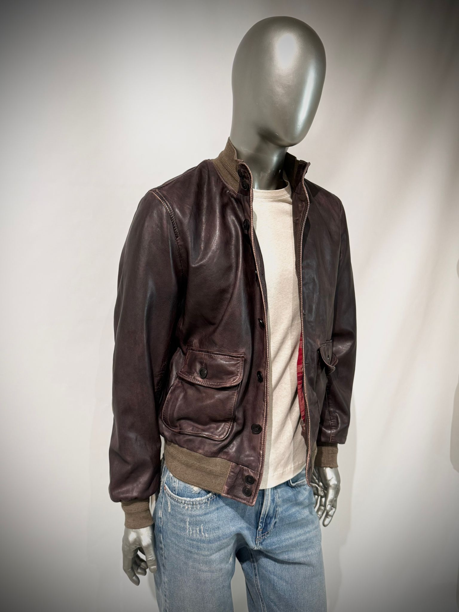 US6-MARCO POLO Giubbotto Pelle Dark Brown Man