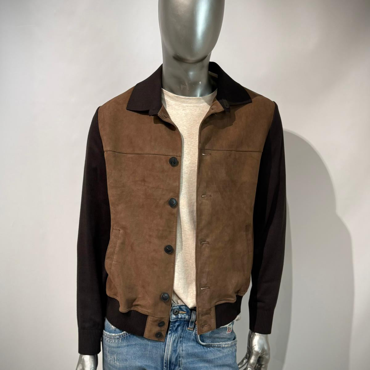 US6-SIMPLE Giubbotto Suede Maglia Pecan/Dark Brown Man