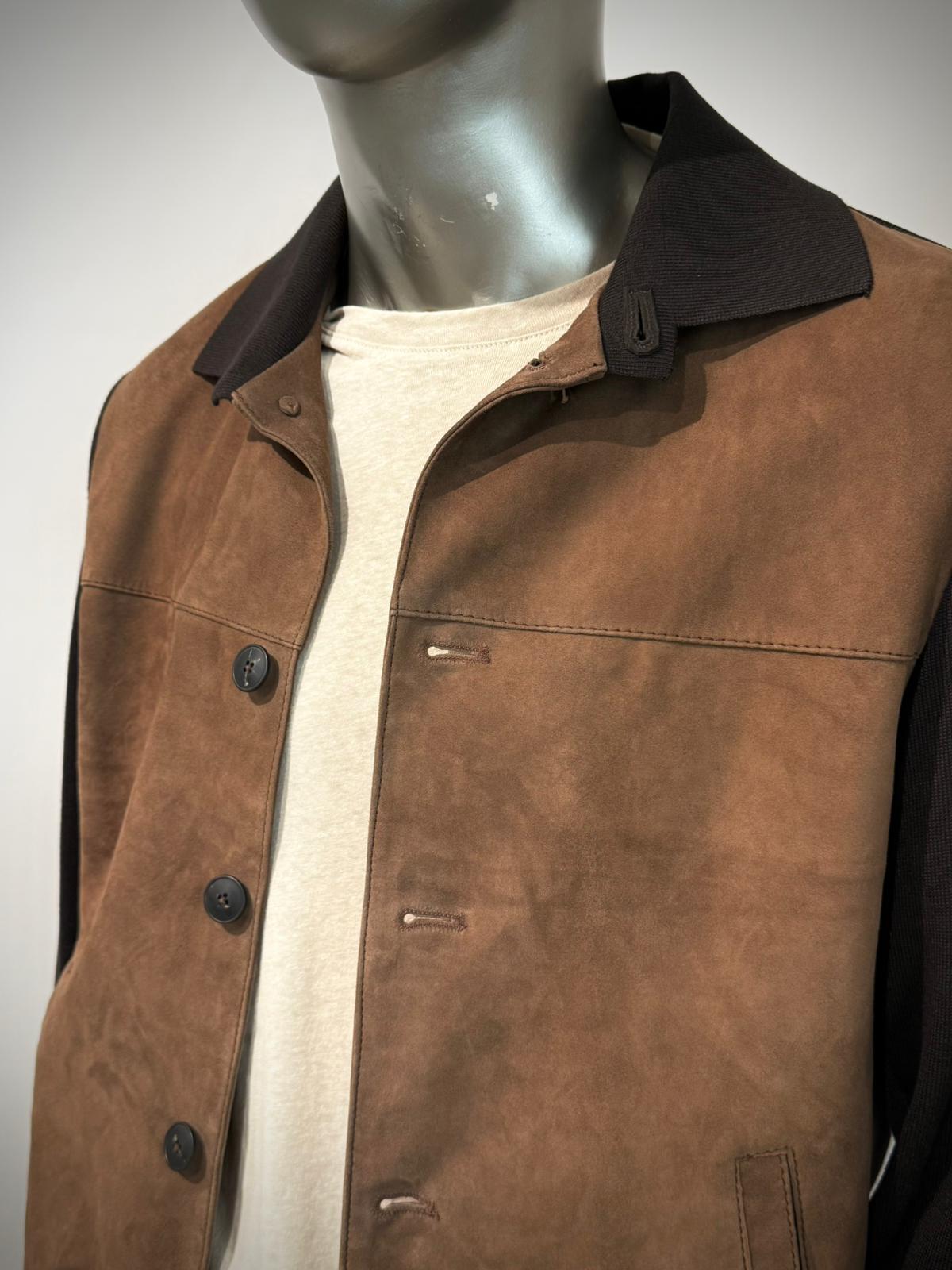 US6-SIMPLE Giubbotto Suede Maglia Pecan/Dark Brown Man