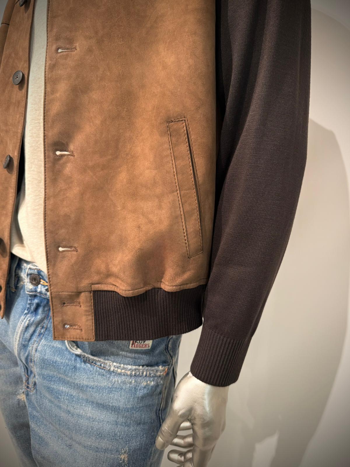 US6-SIMPLE Giubbotto Suede Maglia Pecan/Dark Brown Man
