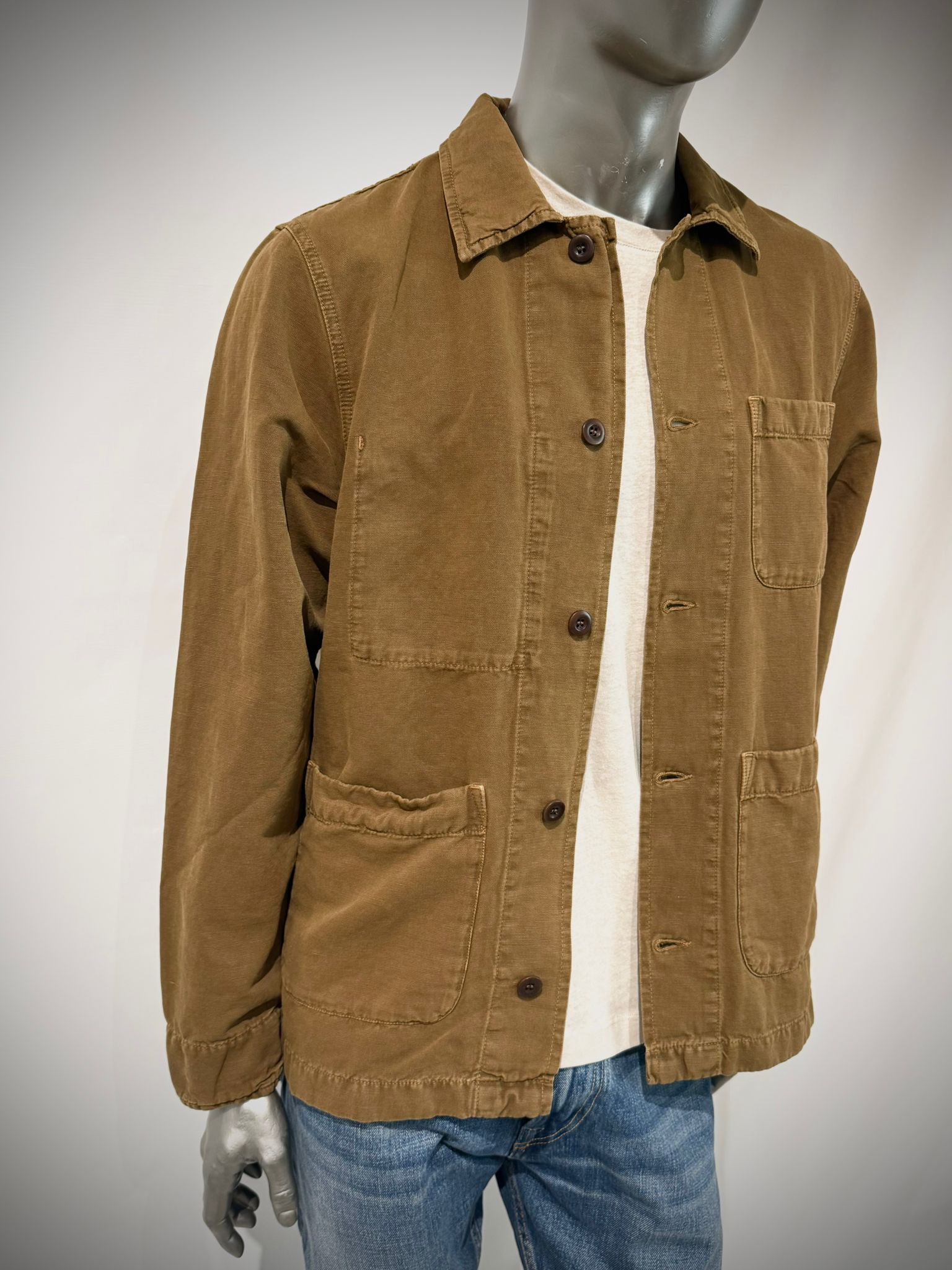 US6-ST.MALO Work Jacket Linen Tabacco Man