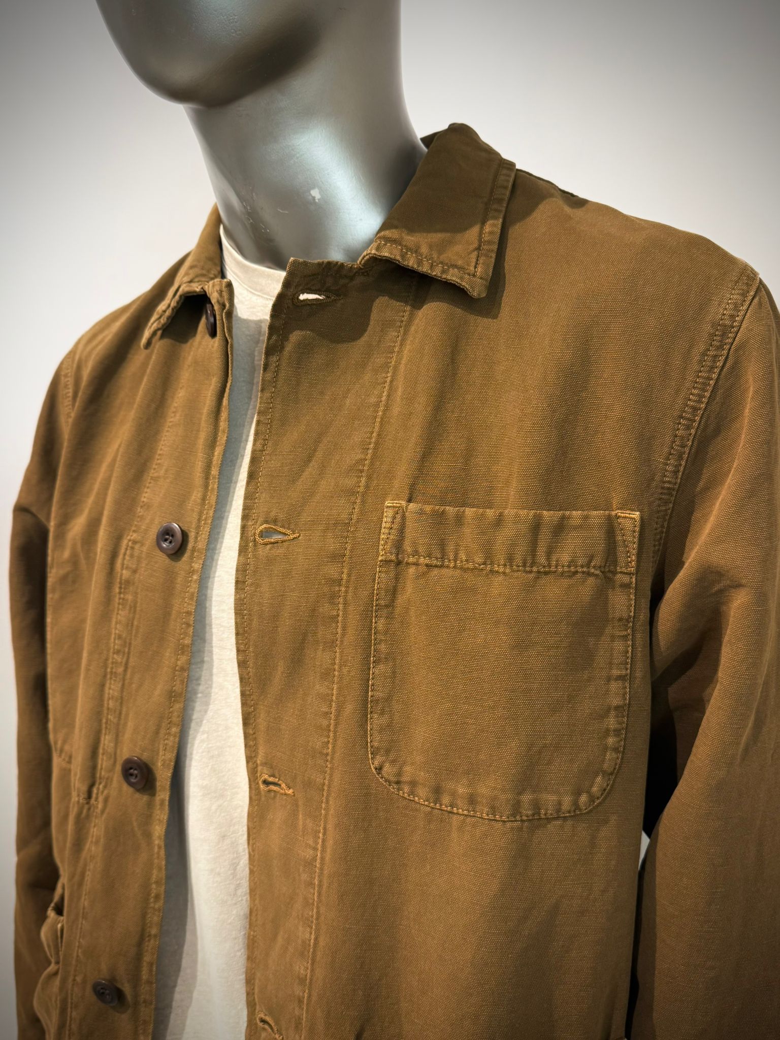 US6-ST.MALO Work Jacket Linen Tabacco Man