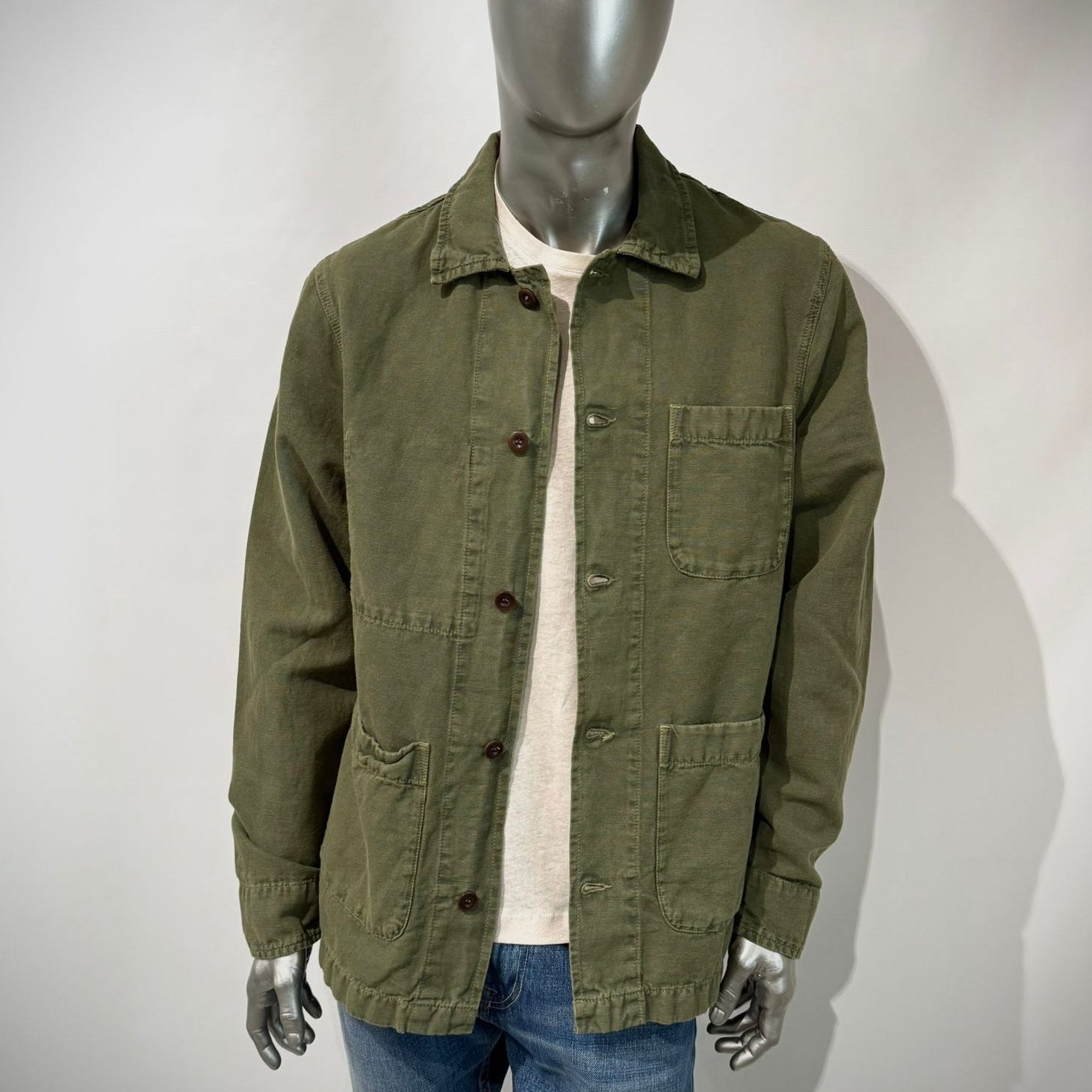 US6-ST.MALO Work Jacket Linen Green Man