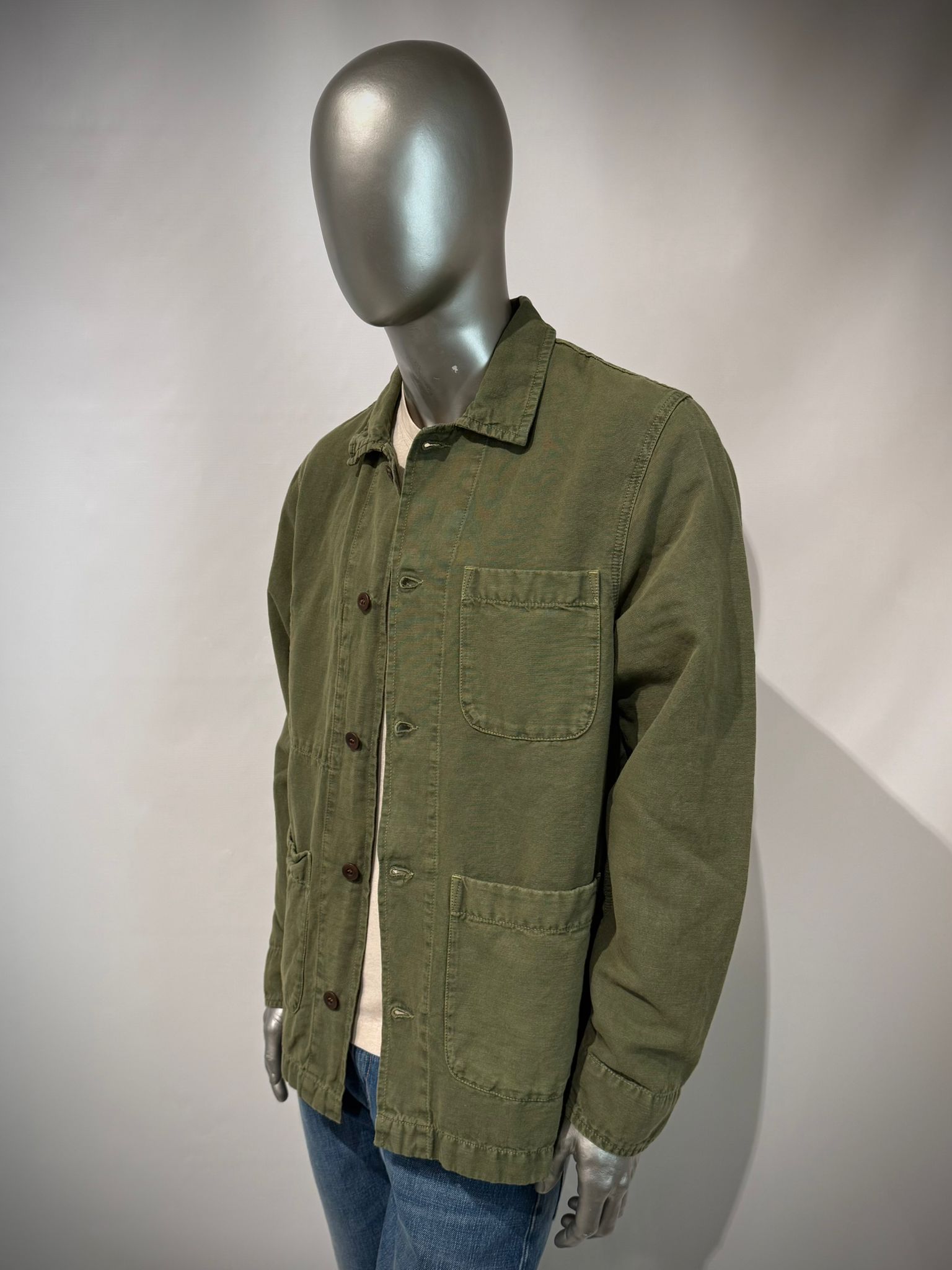 US6-ST.MALO Work Jacket Linen Green Man