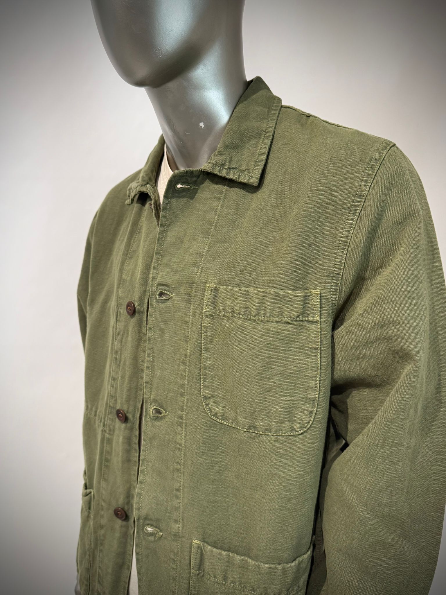 US6-ST.MALO Work Jacket Linen Green Man