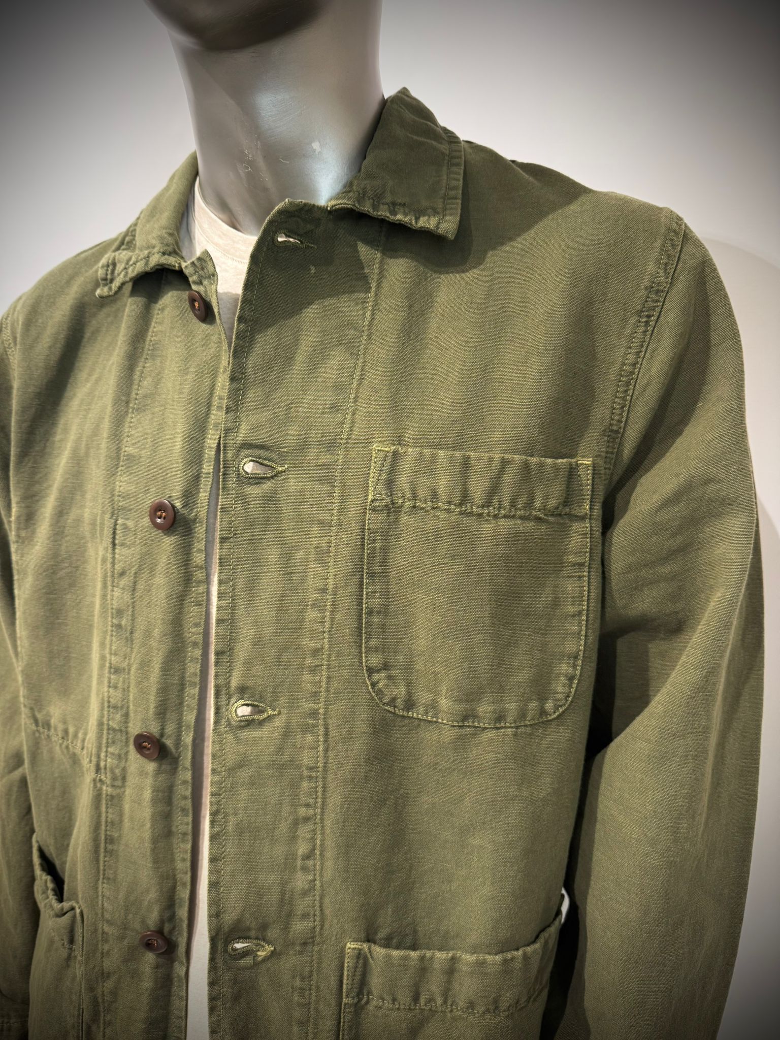 US6-ST.MALO Work Jacket Linen Green Man