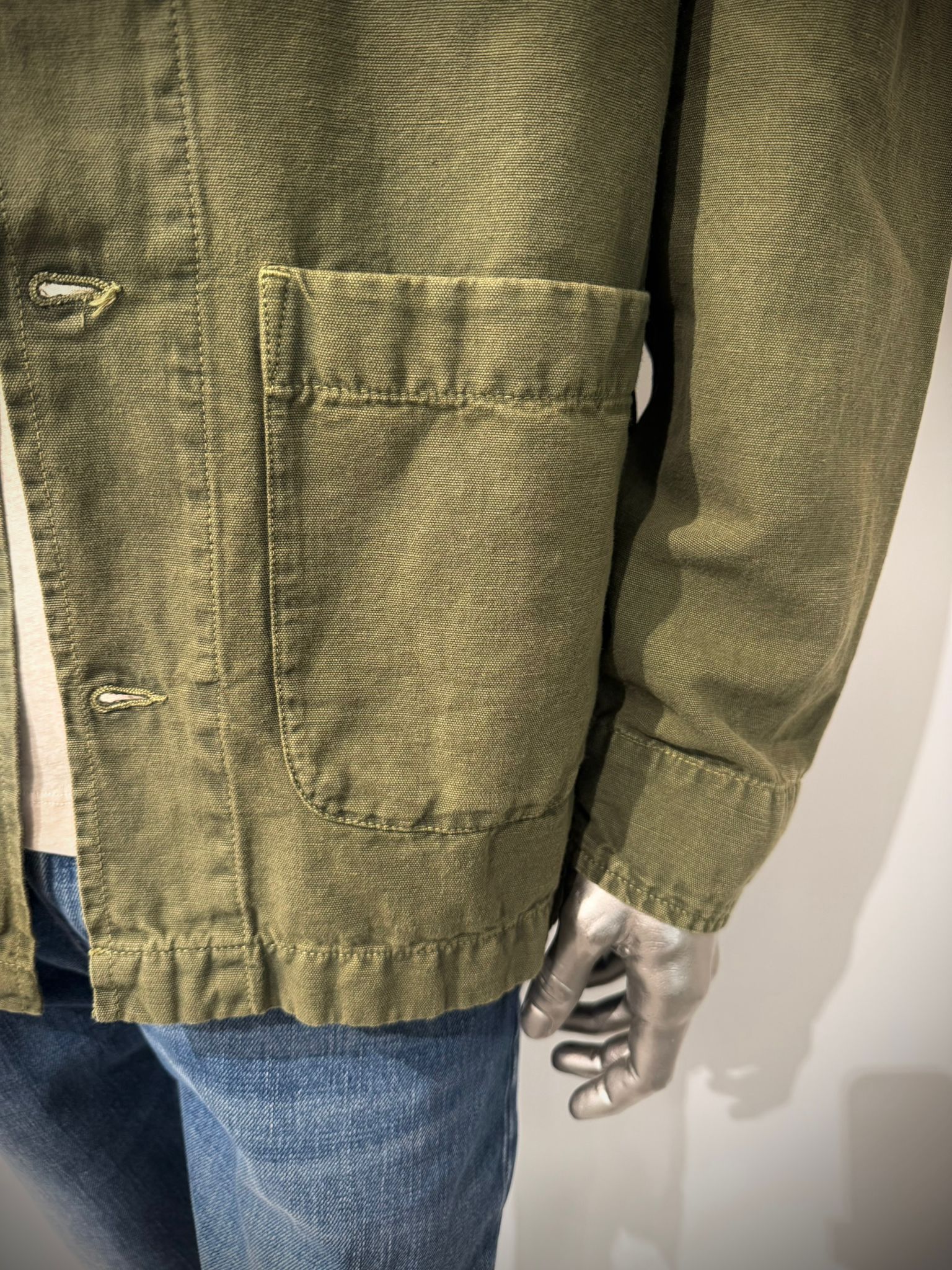US6-ST.MALO Work Jacket Linen Green Man