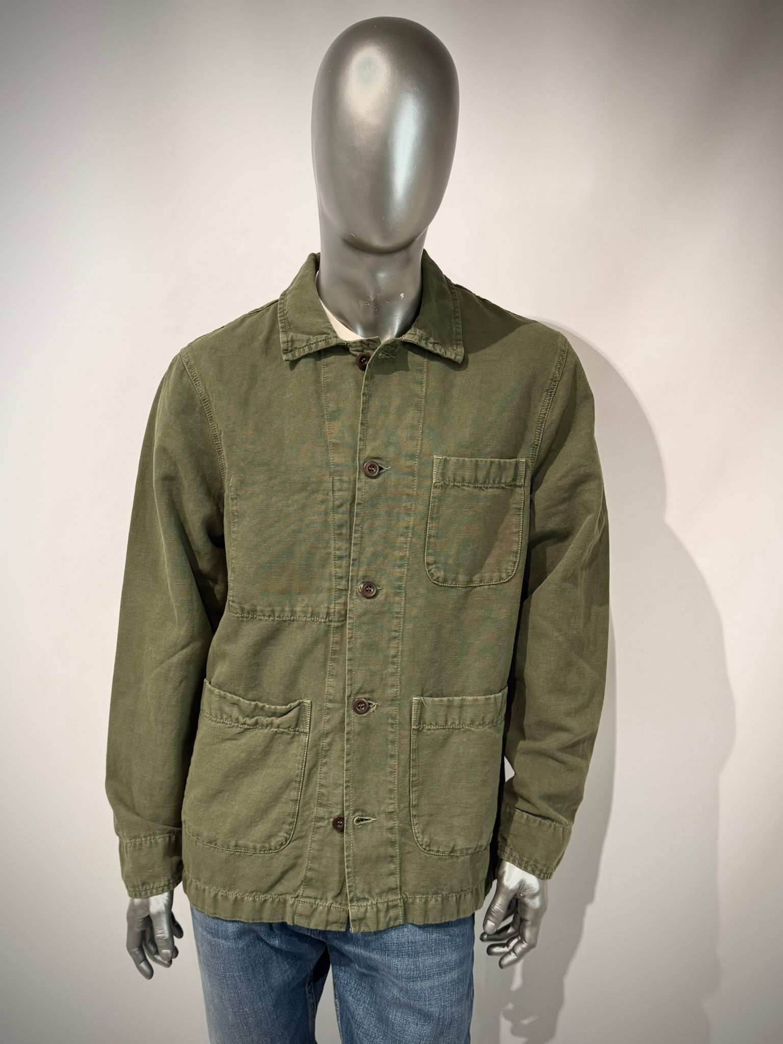 US6-ST.MALO Work Jacket Linen Green Man