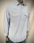 US6-FLAGSTAFF Camicia Seersucker Righe Bianco/Azzurro Man
