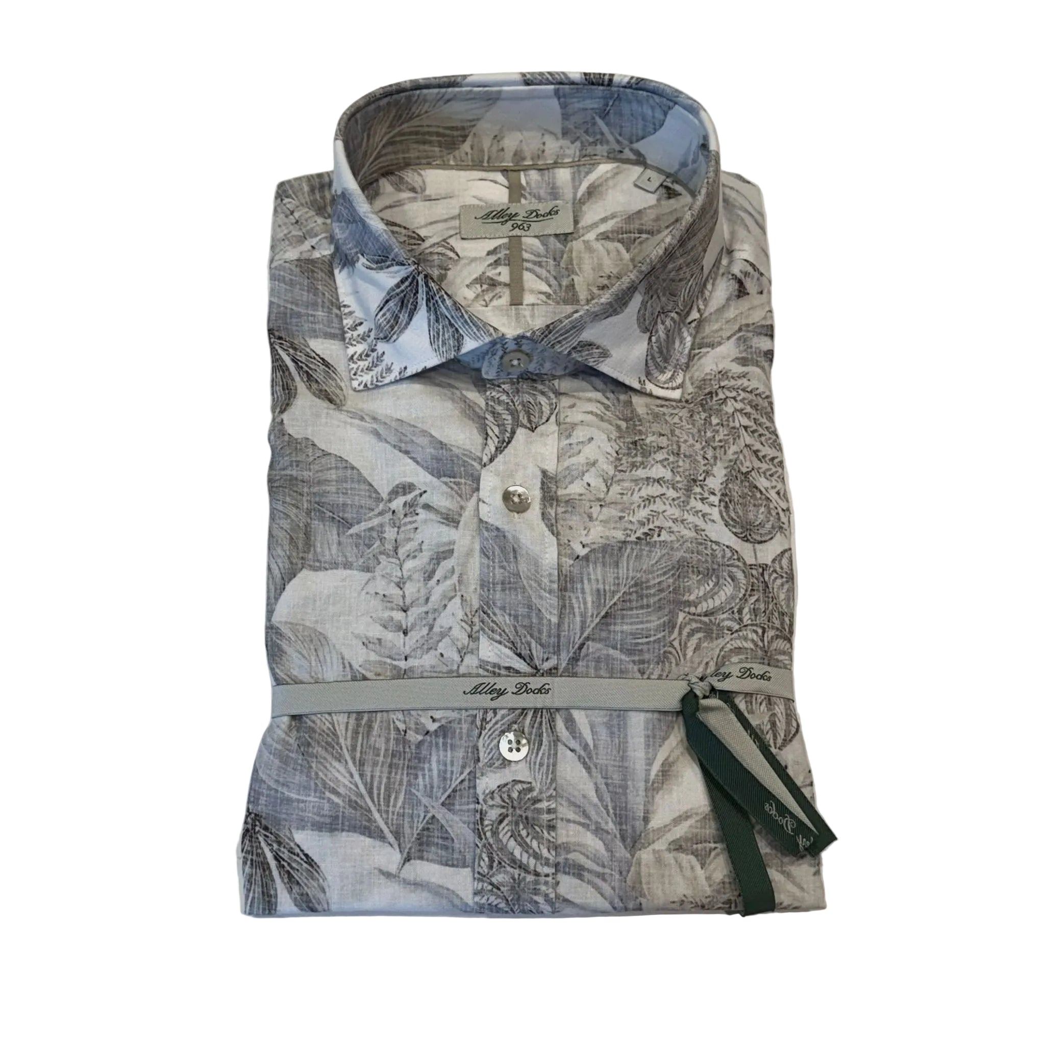 S6-661 Camicia Fantasia Fiori Blu/Grey Man