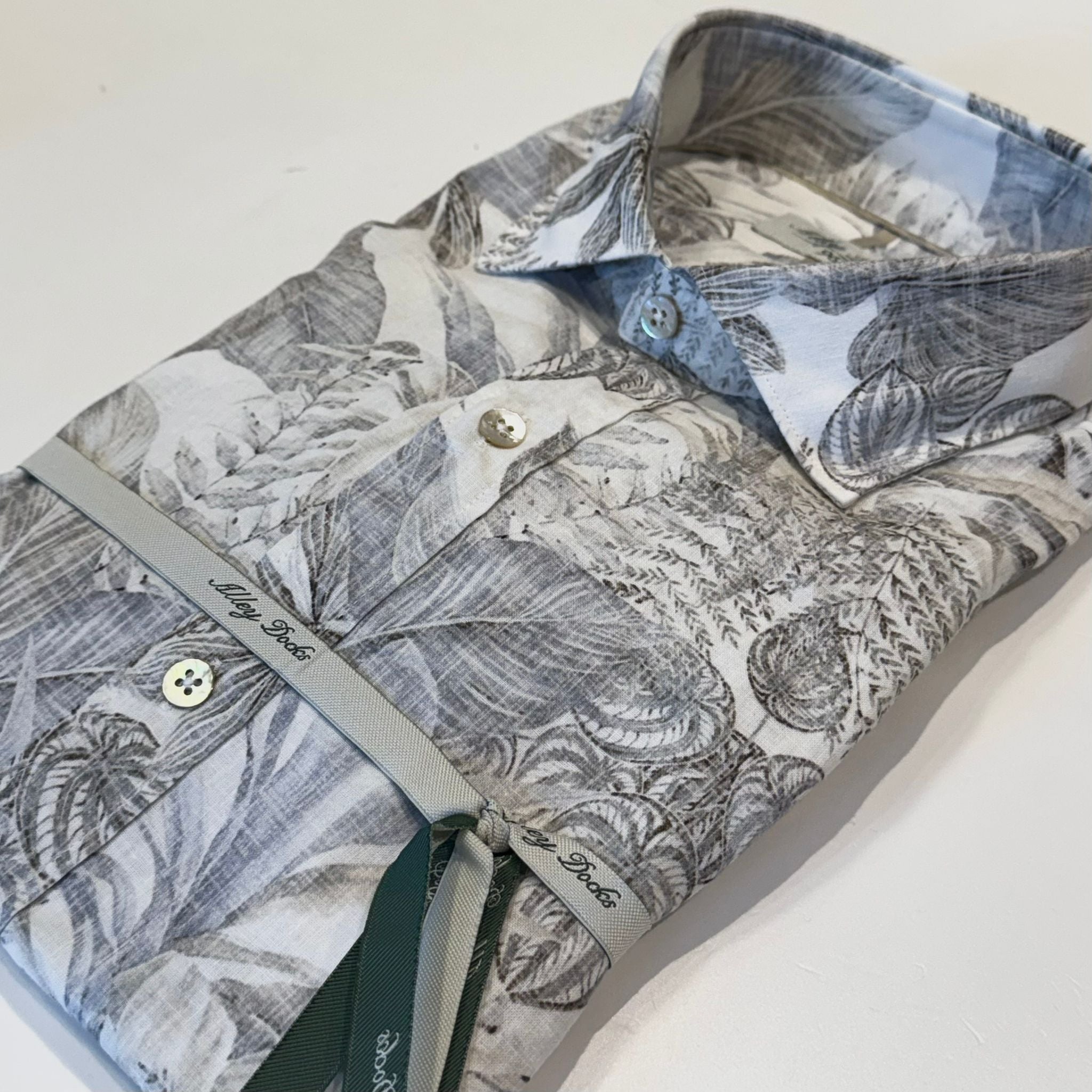 S6-661 Camicia Fantasia Fiori Blu/Grey Man
