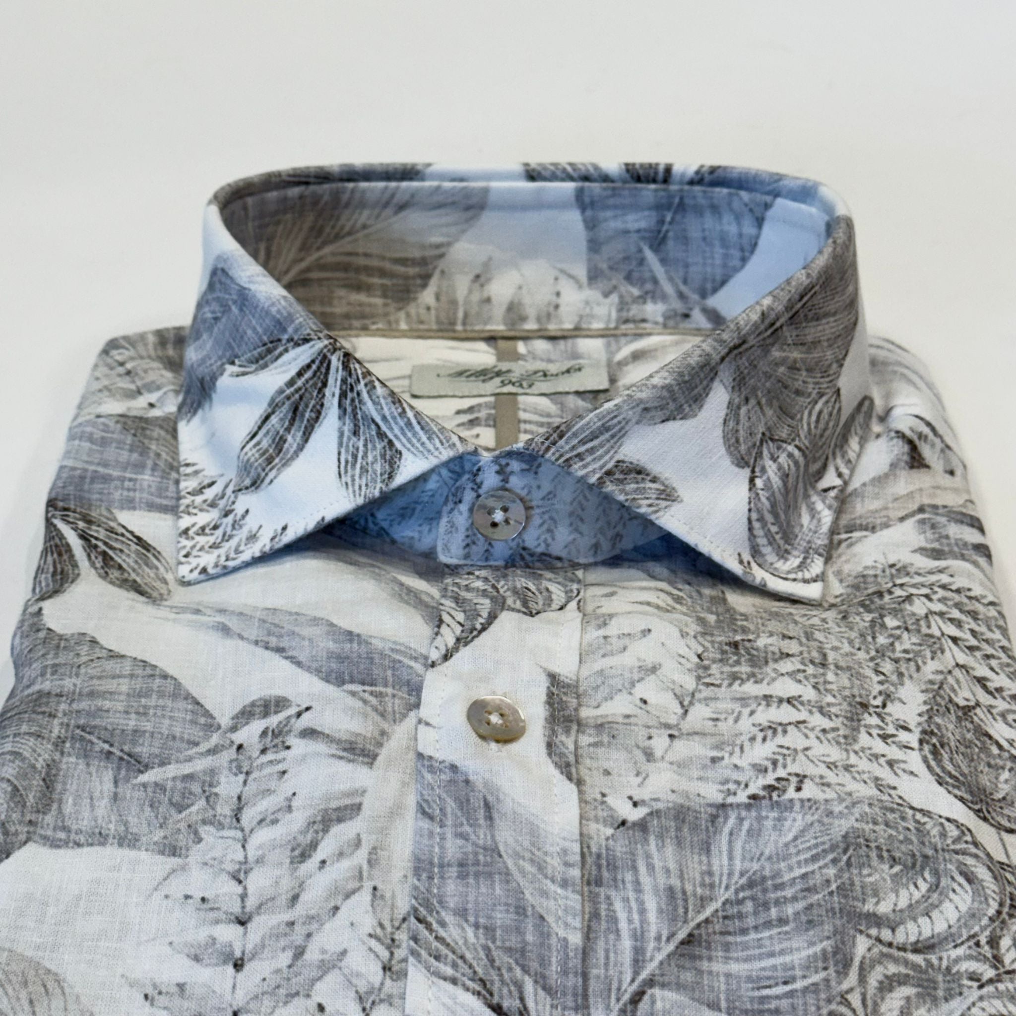 S6-661 Camicia Fantasia Fiori Blu/Grey Man
