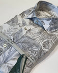 S6-661 Camicia Fantasia Fiori Blu/Grey Man