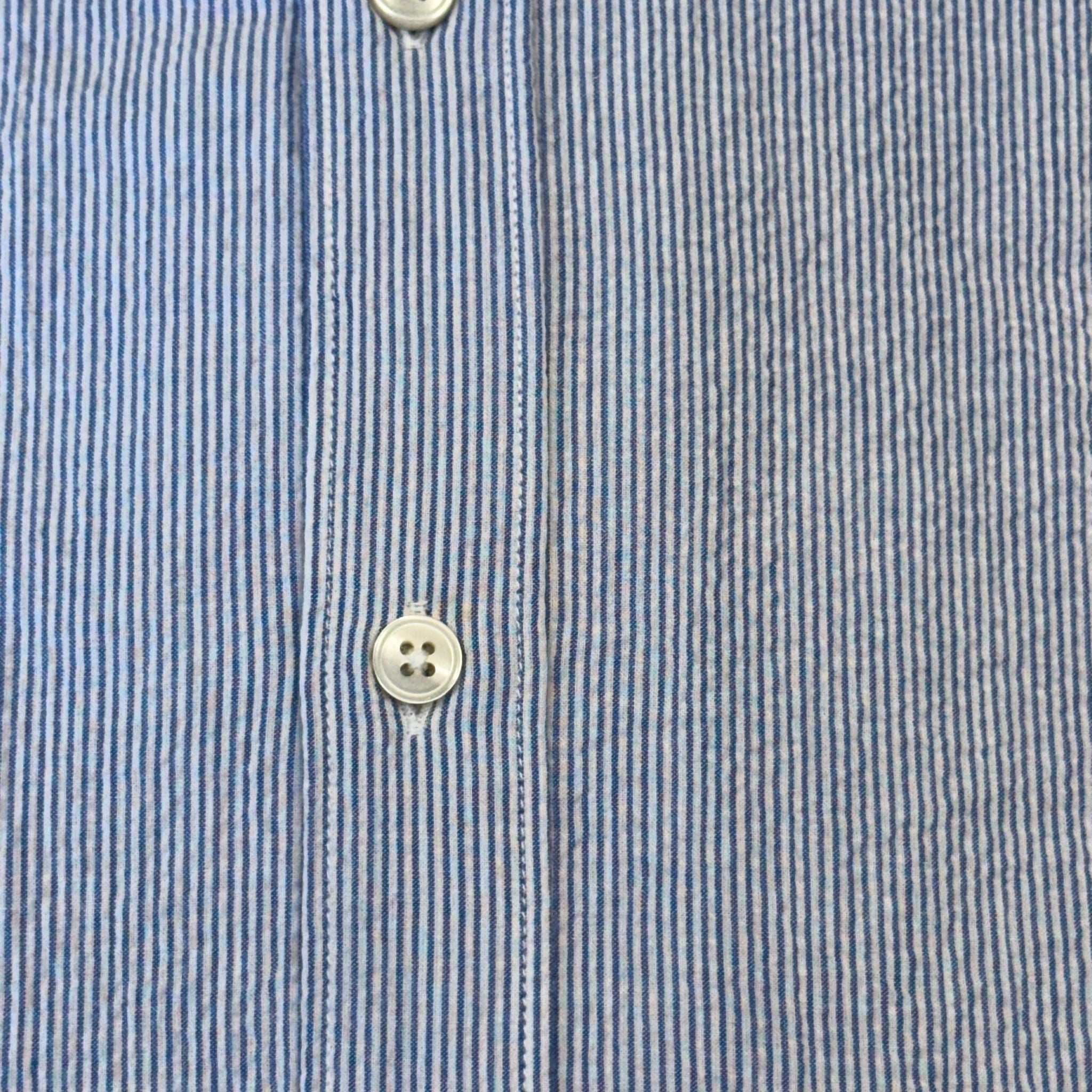 S6-QJ6CUU Camicia Regular Seersucker Riga Bianco/Azzurro Man