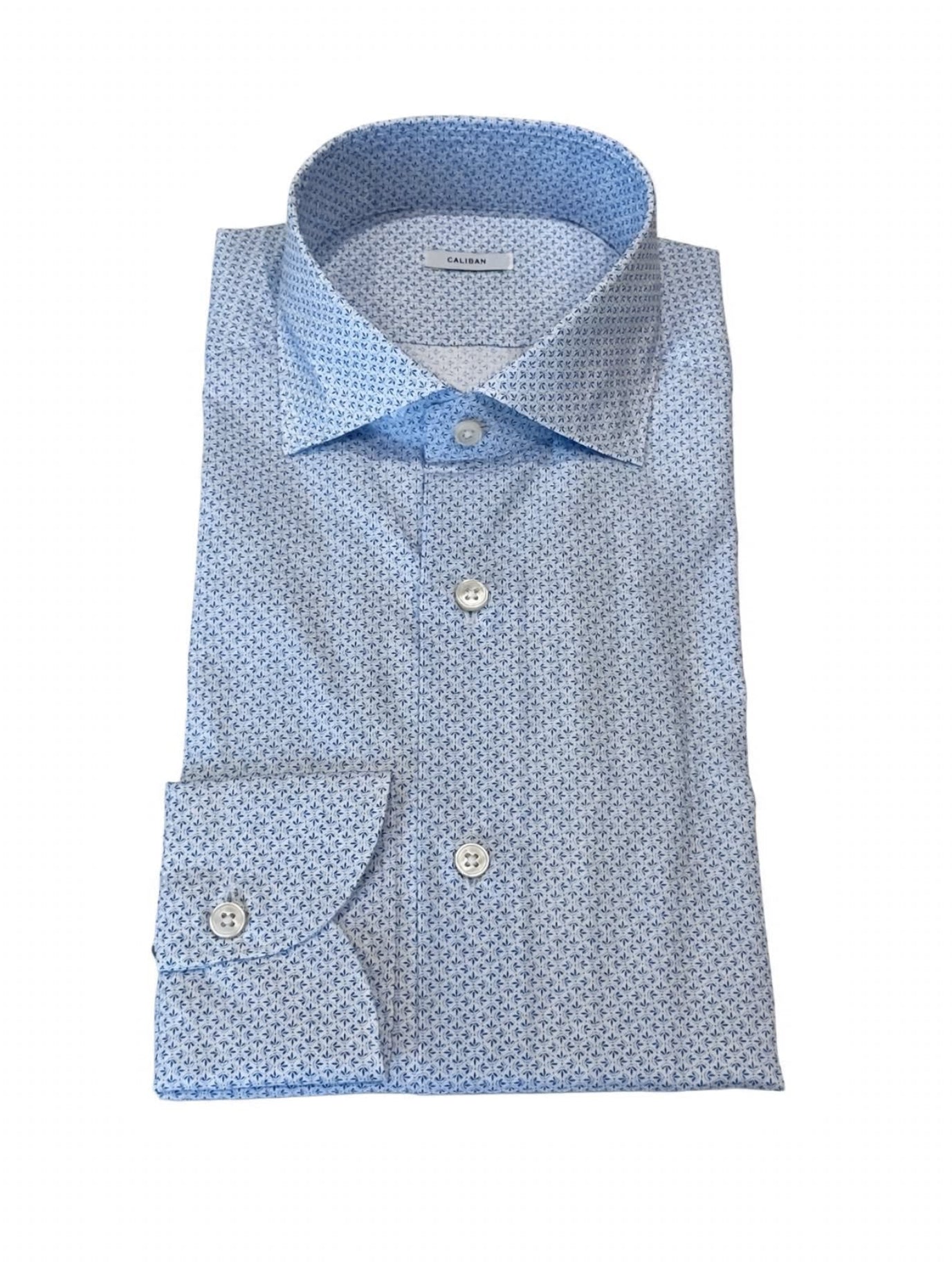 W6-UTHCUR Camicia Regular Microfantasia Azzurro Man